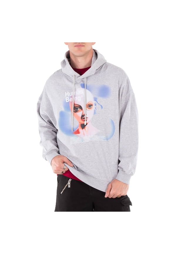Human Being Printed Cotton Hoodie, Size Small