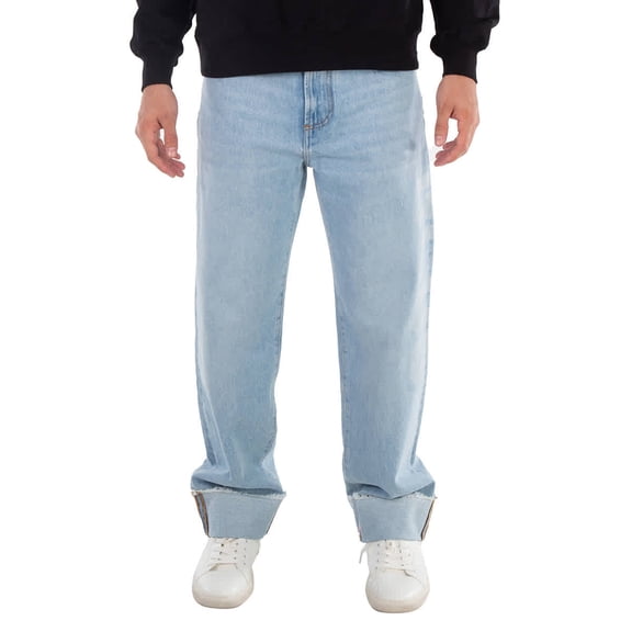 GCDS Relaxed Laser Cotton Denim Logo Trousers, Waist Size 31"
