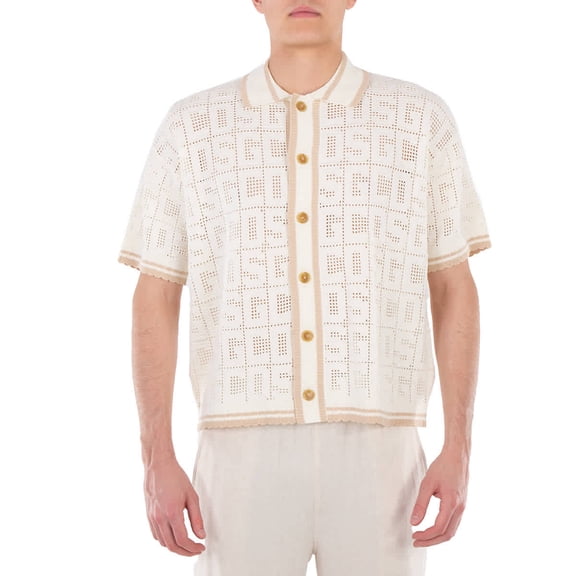 GCDS Short Sleeve Monogram Knit Shirt, Size Medium