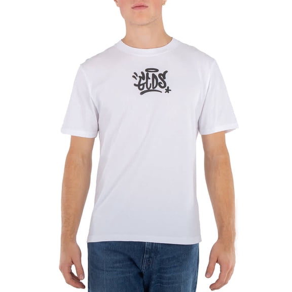 GCDS White Graffiti Print Cotton T-Shirt, Size Large