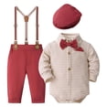 thumbnail image 1 of GCETTIC Baby Boy Clothes Set Infant Gentleman Outfits Romper Bearer Beret Hat Suspenders Bowtie Suits Watermelon Red 18M, 1 of 4