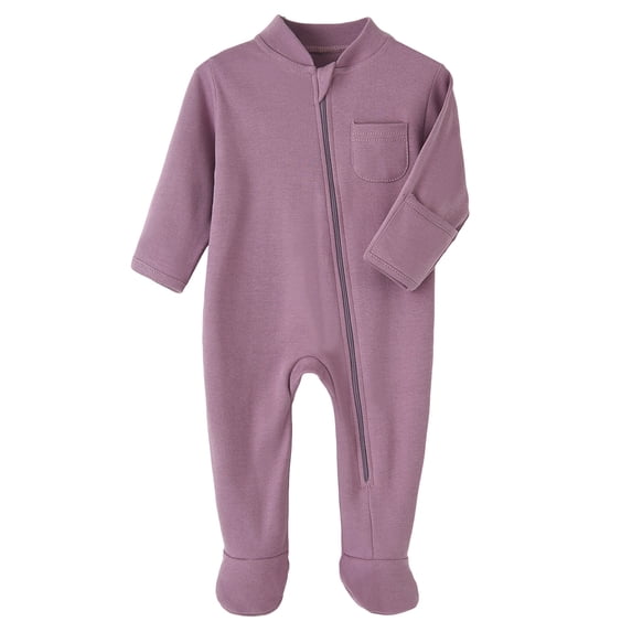 GCETTIC Baby Gender Neutral Zip Front Footed Sleep N Play Pajamas, Sizes Preemie Purple 6-9Month