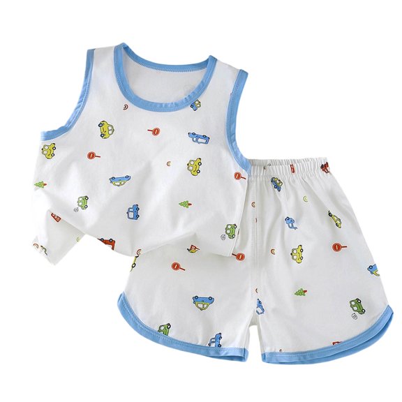 GCETTIC Big Girls Sleeveless Pajama Sets Cute Panda Polka Dot Sleepwear Loungewear,1-2 Years