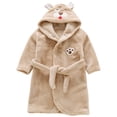 thumbnail image 1 of GCETTIC Boys' Bathrobes Boys Teens Hooded Fleece Robe Soft Brown,9-10 Years, 1 of 6