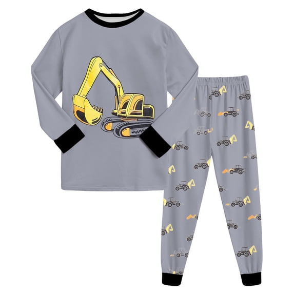 GCETTIC Boys Pajama Set 2 Piece Long Sleeve Pants Cartoon Print Sleepwear Grey Size,2-3 Years