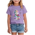 thumbnail image 1 of eczipvz Girls Christmas Colorful Snowman Short Sleeve T-Shirt Purple, Size 9-10 Years, 1 of 3