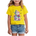 thumbnail image 1 of eczipvz Girls Christmas Colorful Snowman Short Sleeve T-Shirt Yellow, Size 7-8 Years, 1 of 3