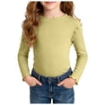 thumbnail image 1 of GCETTIC Girls Long Sleeve Shirts Girls Long Sleeve Shirts Basic Crewneck Tees Soft Fabric Yellow Size,4-5 Years, 1 of 9