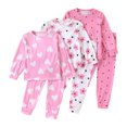 thumbnail image 1 of GCETTIC Girls Pajamas Set Kids Lightweight Pajamas Gentle Cotton Material Relaxed Long Sleeve Sleep Set Pink,3-4 Years, 1 of 5