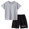 thumbnail image 1 of GCETTIC Kids Boys Outfit Sets, Quick-Dry Short Sleeve Reflective Strip T-Shirt Sports Shorts Summer Active Sets 2-Piece,Size 140, 1 of 8