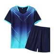thumbnail image 1 of GCETTIC Kids Boys Outfit Sets, Quick-Dry Short Sleeve Reflective Strip T-Shirt Sports Shorts Summer Active Sets Navy Size,11-12 Years, 1 of 3