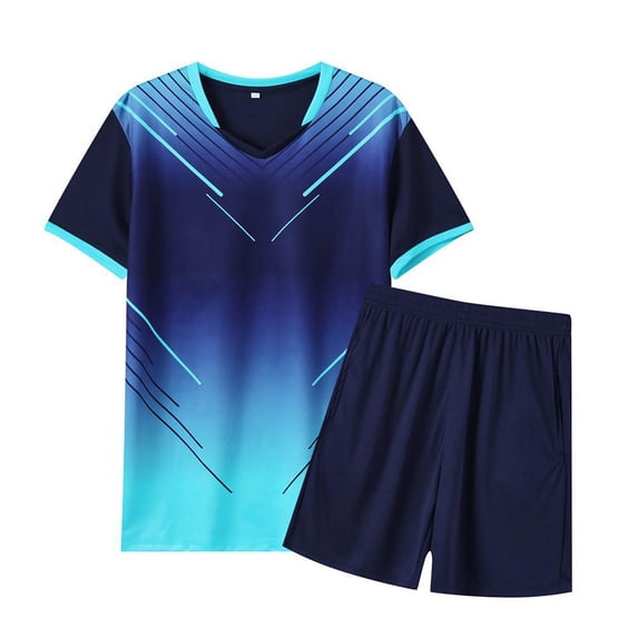 GCETTIC Kids Boys Outfit Sets, Quick-Dry Short Sleeve Reflective Strip T-Shirt Sports Shorts Summer Active Sets Navy Size,11-12 Years