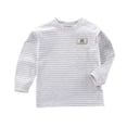 thumbnail image 1 of GCETTIC Kids Long Sleeve Top Boys T Shirts Solid Color Long Sleeve Round Neck Tee Style Basic Top Cotton Layering Wear Grey,3-6 Months, 1 of 4