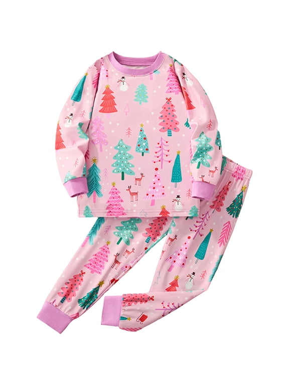 Little Girls Pajamas Baby Girls Cotton Pajamas Toddler Pj Set Soft Cozy Snug Fitting Pajamas Feature Stretchy Pink,6Y