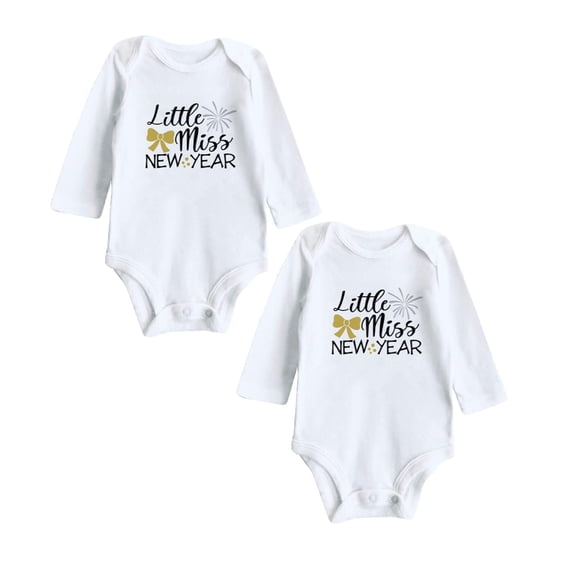 GCETTIC My First New Year Clothes Newborn Infant Baby Boy Girl New Year Outfits Letter Print Romper Jumpsuit Outfits Set *2PCS