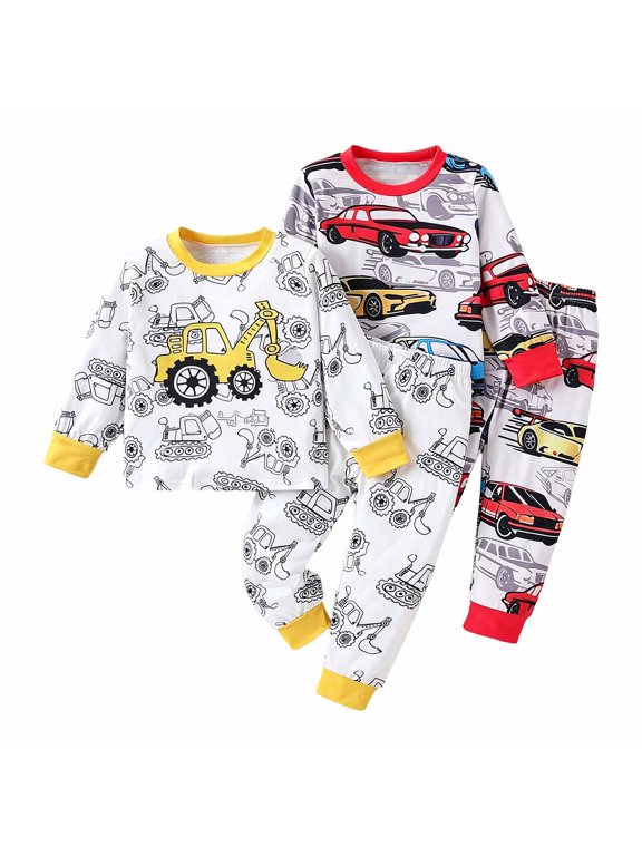 Pajama Sets Kids Child Toddler Boy Pajamas Pj Set Long Sleeve Snug Fit Soft Cozy Sleepwear Loungewear Yellow,9-12 Months
