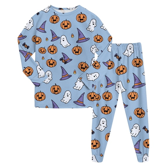 GCETTIC Toddler Boy Fall Outfits Boys Snug fit Cotton Pajama Set Matching Pajamas Comfortable Sleepwear Soft Cute Nightwear for Kids Light Blue Size,4-5 Years