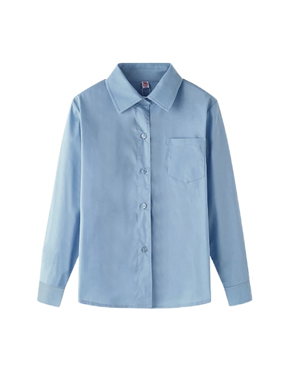 Toddler Boy Fall Shirt Boys Stretch Long Sleeve Button Down Shirt Wrinkle Free Toddler Dress Shirt Blue Size,5-6 Years