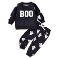 thumbnail image 1 of GCETTIC Toddler Boy Girl Halloween Outfit Boo Crewneck Sweatshirt Pants Set Baby Fall Winter oversize Clothes Black,12-18 Months, 1 of 5