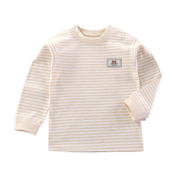 GCETTIC Toddler Solid Long Sleeve Blouse Boys Tshirts Long Sleeve Casual Crewneck T-Shirts Soft Layering Basic Tees Undershirts Fall Tops Yellow,6-7 Years