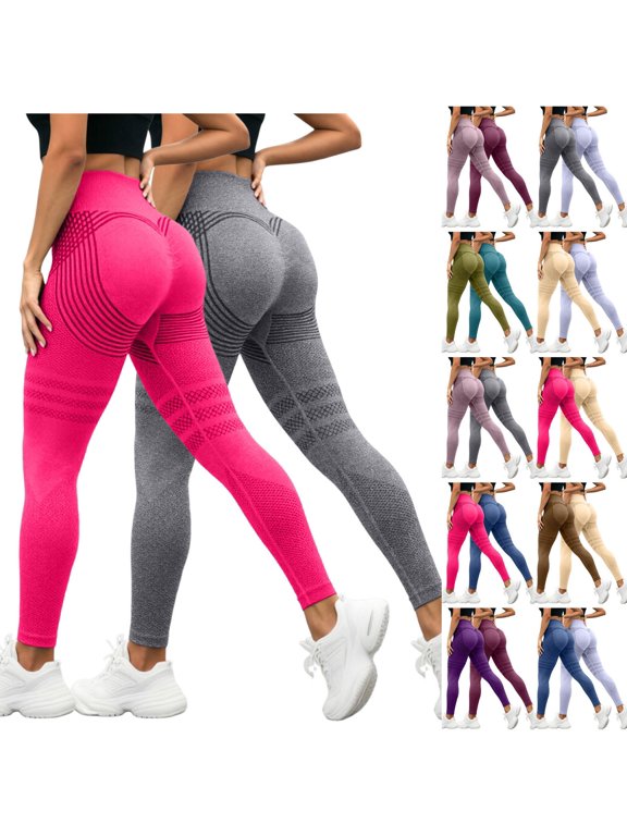 Women's Compression Leggings High Waist Seamless Push Up Slimming Opaque Solid Nylon Yoga & Fitness Grey L
