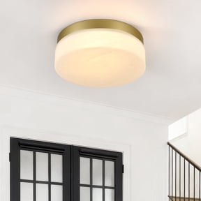 GCGAFUL 11 in. Modern Gold Integrated LED Flush Mount Ceiling Light Fixture with Alabaster Glass Shade
