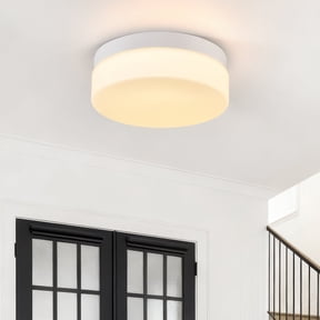 GCGAFUL 11 in. Modern White Integrated LED Flush Mount Ceiling Light Fixture with White Glass Shade