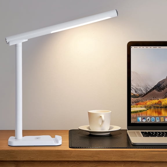 GCGAFUL 13.6" LED Desk Lamp, 5W Dimmable Rechargeable Table Light with 360° Rotation, Eye-Caring Lamp for Reading Study Office Work Craft