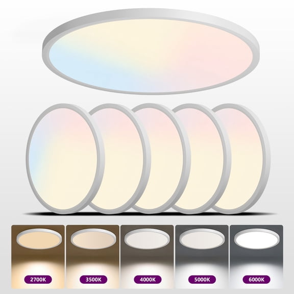 GCGAFUL 15.8in LED Flush Mount Ceiling Light 6 Pack, 32W Dimmable 5CCT Modern Fixture, for Bedroom, Living Room, Kitchen