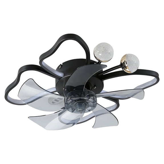 GCGAFUL 19.7 Inch Black Low Profile Ceiling Fan with Light, 3CCT LED Butterfly Fandelier, Reversible Fan with Remote for Bedroom Kitchen