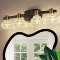 thumbnail image 1 of GCGAFUL 24" Vintage 4-Light Bathroom Vanity Light with Clear Crystal Shades, Matte Black Wall Sconce, 1 of 9