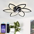 thumbnail image 1 of GCGAFUL 30.7 Inch Dimmable Ceiling Fan with Light and Remote, Low Profile Black Fan with 3CCT, Flower LED Light for Bedroom Kitchen, 1 of 9