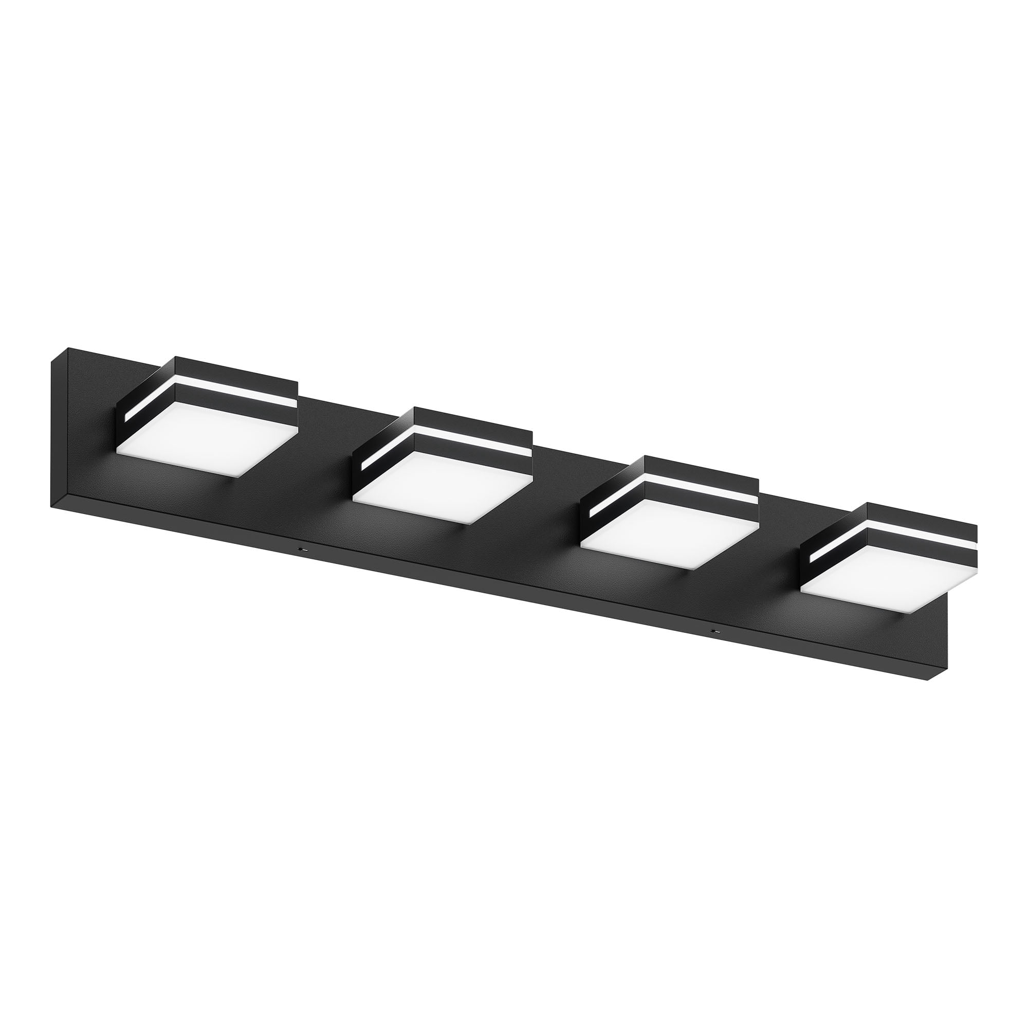 GCGAFUL 30 in. 4-Light Matte Black Modern Dimmable Bathroom Vanity Light with 360° Rotatable Head, Wall Sconce for Bathroom and Mirror