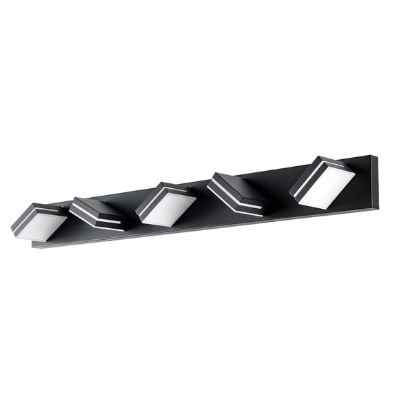 GCGAFUL 41 in. 5-Light Matte Black Modern Dimmable Bathroom Vanity Light with 360° Rotatable Head, Wall Sconce for Bathroom and Mirror