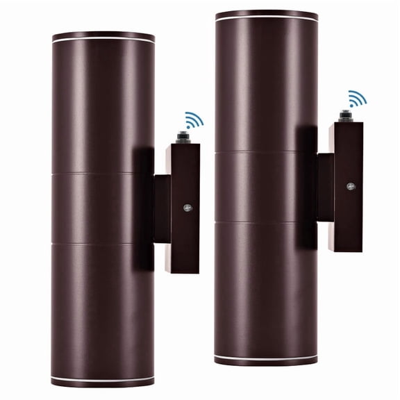 GCGAFUL 12 Inch Dusk to Dawn Outdoor Wall Light 2 Pack, 2700K LED Hardwired Bronze Brown Porch Sconce, Waterproof Lighting for Front Door, Patio