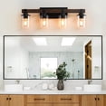 thumbnail image 1 of GCGAFUL Farmhouse Bathroom Vanity Light, 27 Inch 4-Light Black and Walnut Wall Sconce with Clear Glass Shades, Dimmable E26 Base, 1 of 10