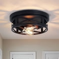 thumbnail image 1 of GCGAFUL 10.8" Farmhouse Flush Mount Ceiling Light, 2-Light Vintage Round Black Ceiling Light for Kitchen Bedroom Hallway, 1 of 11