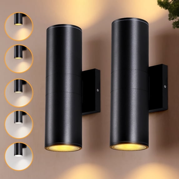 GCGAFUL Outdoor Wall Lights 2-Pack, Integrated LED Cylinder Up Down ...