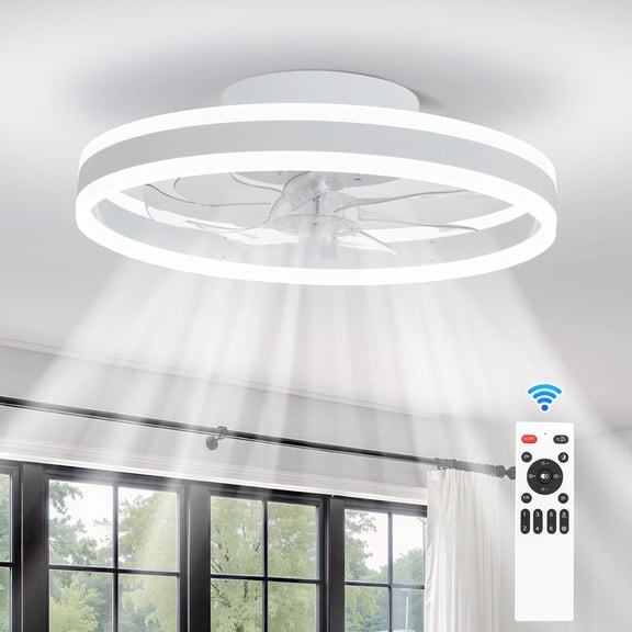 GCGAFUL RGB Ceiling Fan with Light and Remote, Flush Mount LED Light with Reversible, 3CCT, 6 Speeds for Bedroom,Kitchen