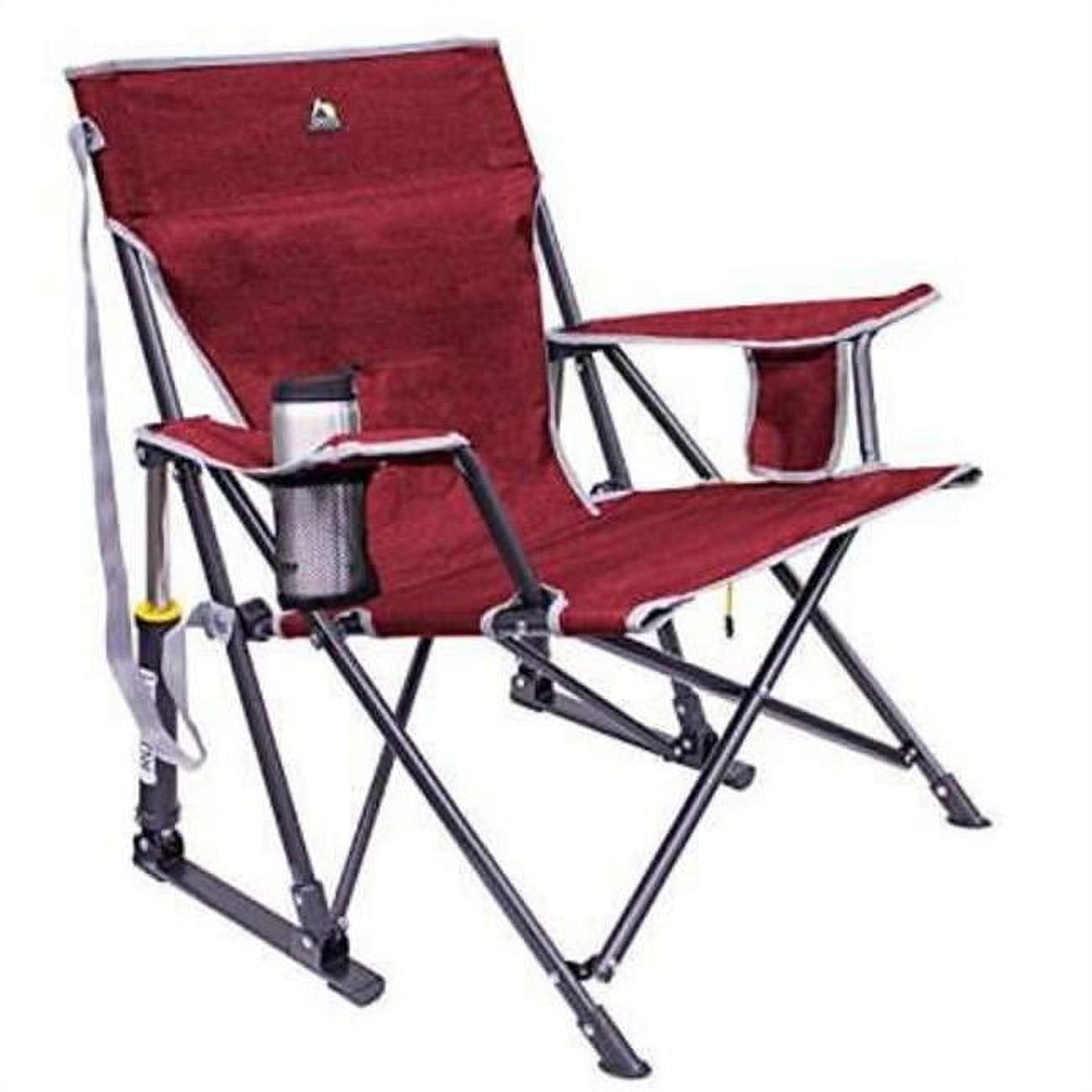 Red Steel and Fabric Outdoor Rocking Chair with Arms