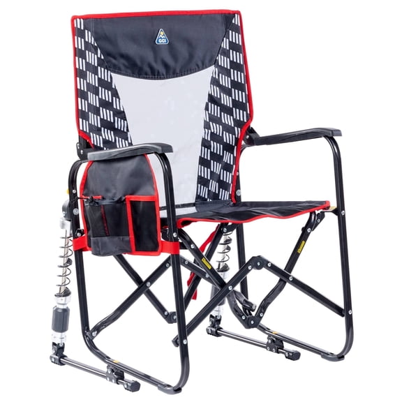 GCI Outdoor Adjustable Rocker Rocking Camping Chair with 3 Comfort Settings, Charcoal Racing
