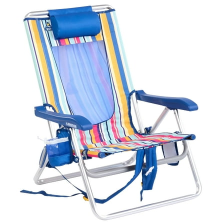 GCI Outdoor Backpack Beach Chair Lightweight Low Profile Reclining Chair, Multistripe