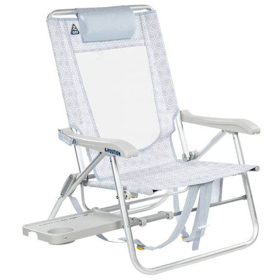 GCI Outdoor Big Surf with Slide Table Lightweight Low Profile Reclining Beach Chair, Light Blue Mosaic