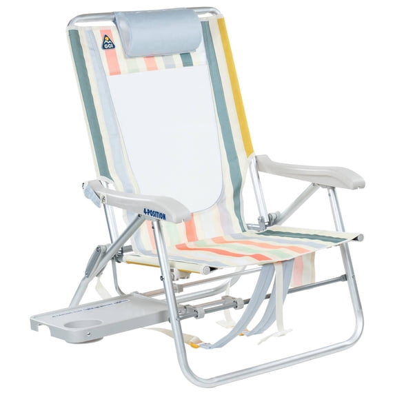 GCI Outdoor Big Surf with Slide Table Lightweight Low Profile Reclining Beach Chair, Retro Stripe