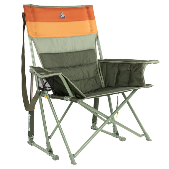 GCI Outdoor Comfort Pro Insulated Rocker Rocking Camping Chair with Cup Holder, Olive