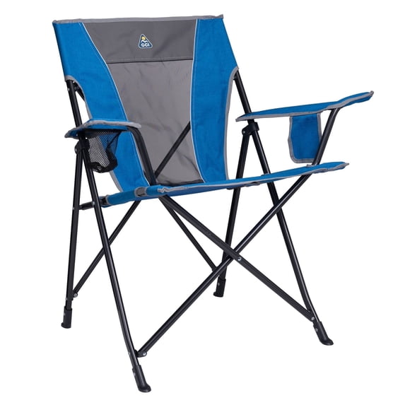 GCI Outdoor Comfort Quad Lightweight Folding Camping Chair with Carry Bag, Heathered Royal