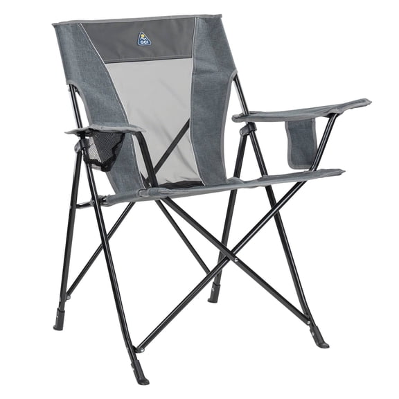 GCI Outdoor Comfort Quad Lightweight Foldable Camping Chair, Heathered Pewter