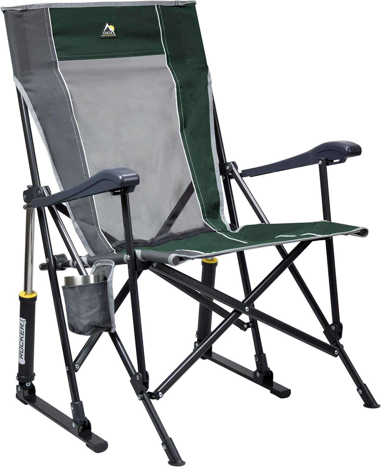 GCI Outdoor Comfort Pro Rocker Camping Chair | Portable Folding Rocking Chair with Durable Armrests & Drink Holder  Sweet Tea
