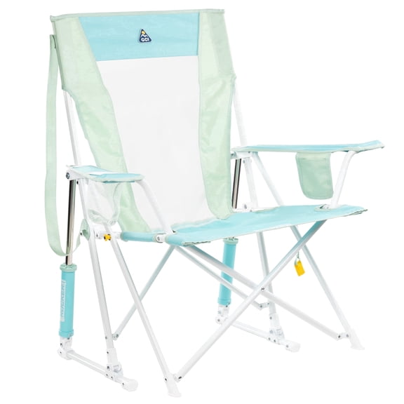 GCI Outdoor Comfort Pro Rocker Camping Chair with Mesh Backrest, Pastel Green Colorblock