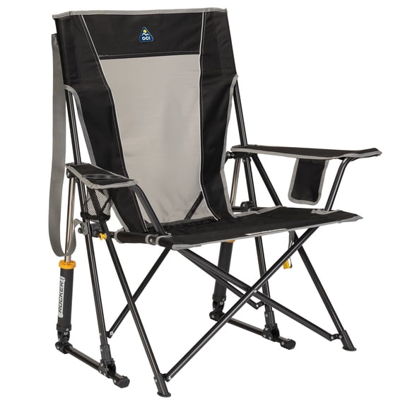 GCI Outdoor Comfort Pro Rocker Camping Chair with Mesh Backrest, Black